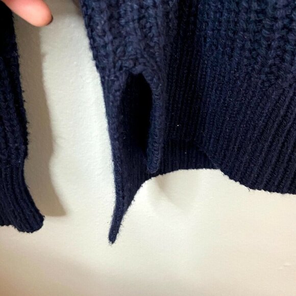 J.Crew Wool Blend Crewneck Sweater Sz XXS Navy Pointelle‎ Cable knit Style E6733 - Picture 8 of 11